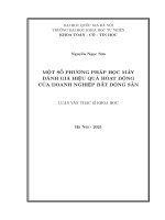 Luận văn thạc sỹ khoa học một số phương pháp học máy Đánh giá hiệu quả hoạt Động của doanh nghiệp bất Động sản