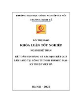 Kế toán bán hàng và xác Định kết quả bán hàng tại công ty tnhh thương mại    kỹ thuật việt hà