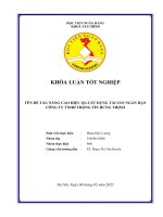 Khóa luận tốt nghiệp Tài chính: Giải pháp nâng cao hiệu quả sử dụng tài sản ngắn hạn tại Công ty Trách nhiệm hữu hạn Trọng Tín Hưng Thịnh
