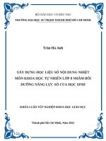 Xây dựng học liệu số nội dung nhiệt môn khoa học tự nhiên lớp 8 nhằm bồi dưỡng năng lực số của học sinh