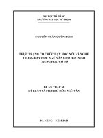Thực trạng tổ chức dạy học nói và nghe trong dạy học ngữ văn cho học sinh trung học cơ sở