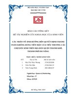 Các nhân tố Ảnh hưởng Đến quyết Định thanh toán không dùng tiền mặt của tiểu thương các chợ dân sinh trên Địa bàn quận thanh khê, thành phố Đà nẵng