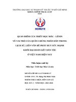 Quan Điểm của triết học mác   lênin về vai trò của quần chúng nhân dân trong lịch sử, liên vấn Đề phát huy sức mạnh khối Đại Đoàn kết dân tộc Ở việt nam hiện nay