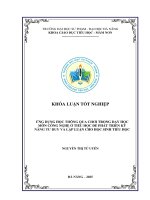 Ứng dụng học thông qua chơi trong dạy học môn công nghệ Ở tiểu học Để phát triển kỹ năng tư duy và lập luận cho học sinh tiểu học