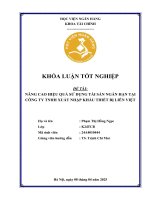 Khóa luận tốt nghiệp Tài chính: Nâng cao hiệu quả sử dụng tài sản ngắn hạn tại Công ty TNHH xuất nhập khẩu Thiết bị Liên Việt