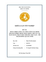 Khóa luận tốt nghiệp Tài chính: Hoàn thiện công tác phân tích tài chính doanh nghiệp trong hoạt động cho vay đối với Ngân hàng TMCP Công Thương Việt Nam – Chi nhánh Đông Quảng Ninh