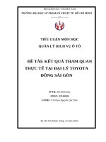 Tiểu luận môn học quản lý dịch vụ Ô tô Đề tài kết quả tham quan thực tế tại Đại lý toyota Đông sài gòn