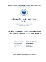 Đề tài kê họah vận hành tại bộ phận tiền sảnh của khách sạn new world