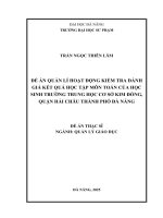 Quản lí hoạt Động kiểm tra Đánh giá kết quả học tập môn toán của học sinh trường trung học cơ sở kim Đồng, quận hải châu thành phố Đà nẵng