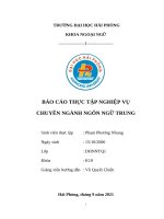 Báo cáo thực tập nghiệp vụ chuyên ngành ngôn ngữ trung