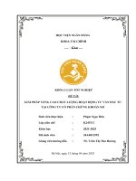 Khóa luận tốt nghiệp Tài chính: Giải pháp nâng cao chất lượng hoạt động tư vấn đầu tư tại Công ty Cổ phần Chứng khoán SSI