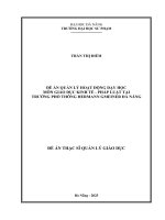 Đề Án quản lý hoạt Động dạy học môn giáo dục kinh tế   pháp luật tại trường phổ thông hermann gmeiner Đà nẵng