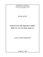 Chính sách hỗ trợ phát triển hợp tác xã tại tỉnh nghệ an