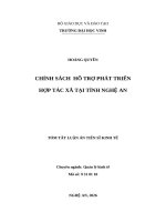 Tóm tắt luận Án chính sách hỗ trợ phát triển hợp tác xã tại tỉnh nghệ an