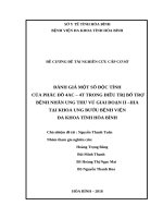 ĐÁNH GIÁ MỘT SỐ ĐỘC TÍNH
 CỦA PHÁC ĐỒ 4AC – 4T TRONG ĐIỀU TRỊ BỔ TRỢ BỆNH NHÂN UNG THƯ VÚ GIAI ĐOẠN II –IIIA 
TẠI KHOA UNG BƯỚU BỆNH VIỆN 
ĐA KHOA TỈNH HÒA BÌNH