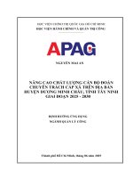 NÂNG CAO CHẤT LƯỢNG CÁN BỘ ĐOÀN CHUYÊN TRÁCH CẤP XÃ TRÊN ĐỊA BÀN HUYỆN DƯƠNG MINH CHÂU, TỈNH TÂY NINH GIAI ĐOẠN 2025 - 2030