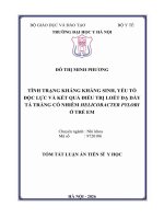 Tiếng việt tình trạng kháng kháng sinh, yếu tố Độc lực và kết quả Điều trị loét dạ dày tá tràng có nhiễm helicobacter pylori Ở trẻ em