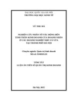 Nghiên cứu nhân tố tác Động Đến tinh thần kinh doanh của doanh nhân Ở các doanh nghiệp nhỏ và vừa tại thành phố hà nội