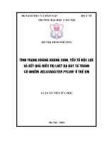 Tình trạng kháng kháng sinh, yếu tố Độc lực và kết quả Điều trị loét dạ dày tá tràng có nhiễm helicobacter pylori Ở trẻ em