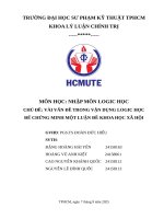 Môn học nhập môn logic học chủ Đề vài vấn Đề trong vận dụng logic học Để chứng minh một luận Đề khoa học xã hội