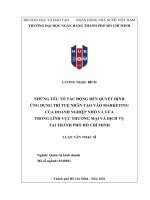 Những yếu tố tác Động Đến quyết Định Ứng dụng trí tuệ nhân tạo vào marketing của doanh nghiệp nhỏ và vừa trong lĩnh vực thương mại và dịch vụ tại thành phố hồ chí minh