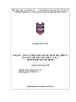 Các yếu tố tác Động Đến quyết Định mua hàng qua sàn thương mại Điện tử tại thành phố hồ chí minh