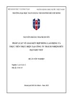 Pháp luật về giao kết hợp Đồng lao Động và thực tiễn thực hiện tại công ty trách nhiệm hữu hạn kio viet