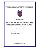 Các yếu tố Ảnh hưởng Đến quyết Định vay vốn của khách hàng cá nhân tại ngân hàng nam Á chi nhánh tiền giang giai Đoạn 2022 – 2024