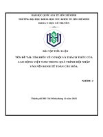 Đề tài tìm hiểu về cơ hội và thách thức của lao Động việt nam trong quá trình hội nhập vào nền kinh tế toàn cầu hóa