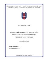Giới hạn trách nhiệm của thương nhân trong cung Ứng dịch vụ logistics theo pháp luật việt nam