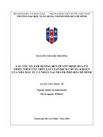 Các yếu tố Ảnh hưởng Đến quyết Định mua cổ phiếu niêm yết trên sàn giao dịch chứng khoán của nhà Đầu tư cá nhân tại thành phố hồ chí minh