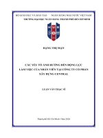 Các yếu tố Ảnh hưởng Đến Động lực làm việc của nhân viên tại công ty cổ phần xây dựng central