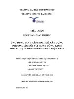 Ứng dụng ma trận swot Để xây dựng phương Án Đối với hoạt Động kinh doanh tại công ty unilever việt nam