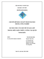 Dự báo nhu cầu Đặt Đồ Ăn qua app trong Điều kiện triều cường tại quận ninh kiều