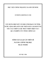 Tóm tắt xây dựng Đội ngũ cán bộ lãnh Đạo cấp tỉnh, nước cộng hòa dân chủ nhân dân lào Đáp Ứng yêu cầu chiến lược phát triển hiện nay  qua nghiên cứu tỉnh u Đôm xay