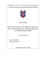 Pháp luật về nghĩa vụ tài chính của chủ Đầu tư dự Án nhà Ở thương mại – thực tiễn thực hiện tại thành phố hồ chí minh
