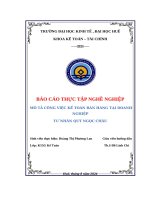 Báo cáo thực tập nghề nghiệp mô tả công việc kế toán bán hàng tại doanh nghiệp tư nhân quý ngọc châu