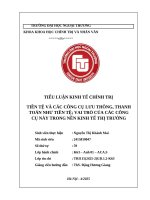 Tiền tệ và các công cụ lưu thông, thanh toán như tiền tệ; vai trò của các công cụ này trong nền kinh tế thị trường