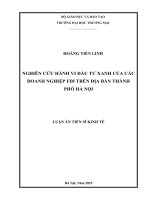 Nghiên cứu hành vi Đầu tư xanh của các doanh nghiệp fdi trên Địa bàn thành phố hà nội