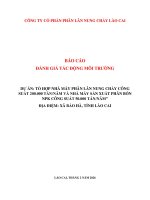 Báo cáo dtm tổ hợp nhà máy phân lân nung chảy công suất 200 000 tấn năm và nhà máy sản xuất phân bón npk công suất 50 000 tấn năm