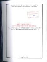 Báo cáo Đề xuất cấp giấy phép môi trường cải tạo mở rộng khai thác lộ thiên vỉa 4÷8a mỏ than vàng danh (giai Đoạn 1)