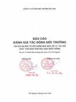 Báo cáo dtm dự Án Đầu tư xây dựng nhà máy xử lý, tái chế chất thải rắn tỉnh bắc kạn (Điều chỉnh)