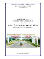 Báo cáo Đề xuất cấp giấy phép môi trường khu công nghiệp trảng bàng
