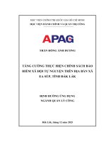 Tăng cường thực hiện chính sách bảo hiểm xã hội tự nguyện trên Địa bàn xã ea súp, tỉnh Đắk lắk