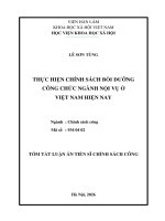 Tóm tắt thực hiện chính sách bồi dưỡng công chức ngành nội vụ Ở việt nam hiện nay