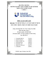 IUH - VẤN ĐỀ KĨ THUẬT AN TOÀN KHI SỬ DỤNG MÁY MÓC TRONG MỘT SỐ THIẾT BỊ CƠ KHÍ