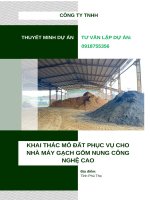 Dự Án khai thác mỏ Đất phục vụ cho nhà máy gạch nung