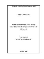 HỖ TRỢ ĐỔI MỚI SÁNG TẠO TRONG DOANH NGHIỆP LĨNH VỰC BẤT ĐỘNG SẢN TẠI HÀ NỘI