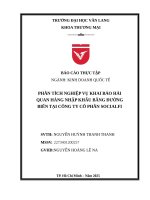 Phân tích nghiệp vụ khai báo hải quan hàng nhập khẩu bằng Đường biển tại công ty cổ phần socialfi