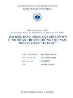 Tìm hiểu hoạt Động của một số mô hình Đồ Ăn truyền thống việt nam trên Địa bàn tp hcm